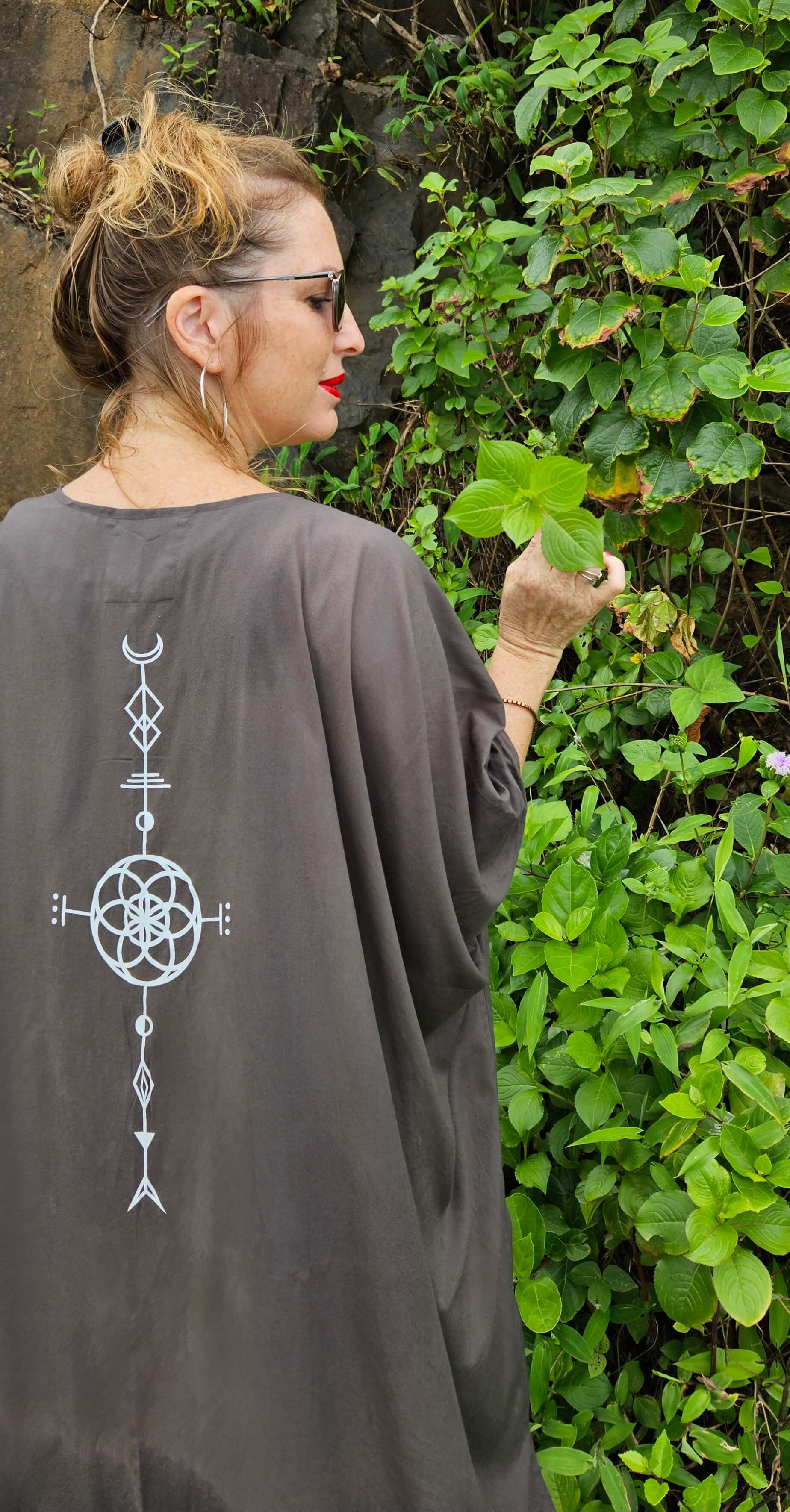 Mid Length Grey Kimono #1 — Handmade Viscose, Unisex One Size
