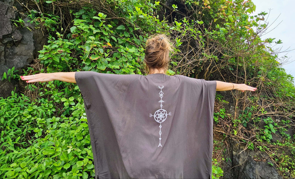 Mid Length Grey Kimono #1 — Handmade Viscose, Unisex One Size